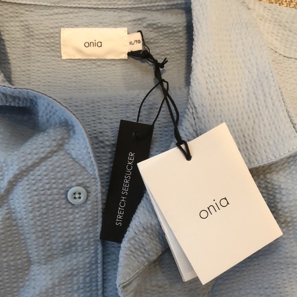 Designer Onia Seersucker Camp Shirt - Picture 2 of 3